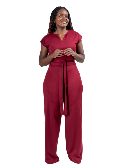 Wema Jumpsuit in Plum Red